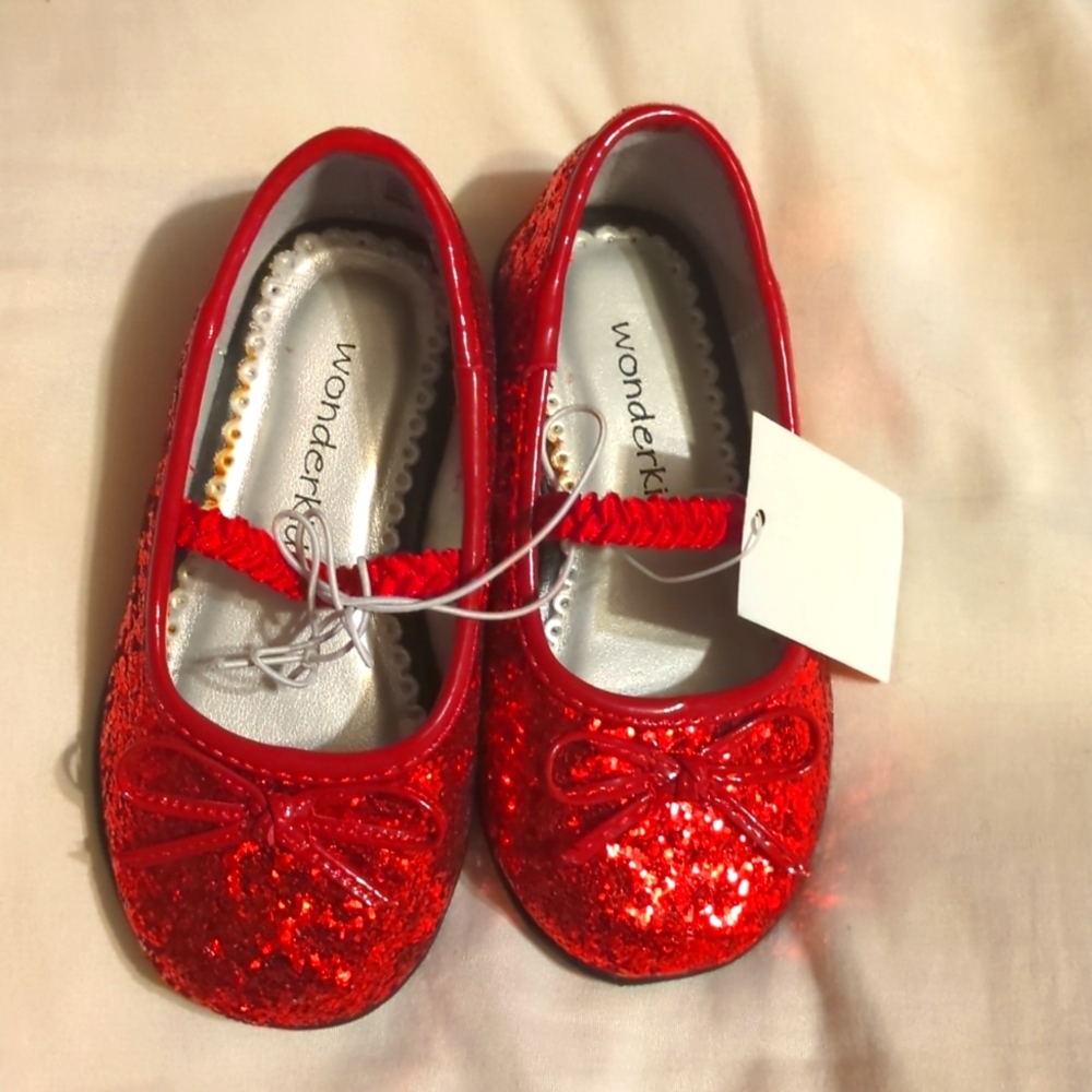 Red glitter toddler flats